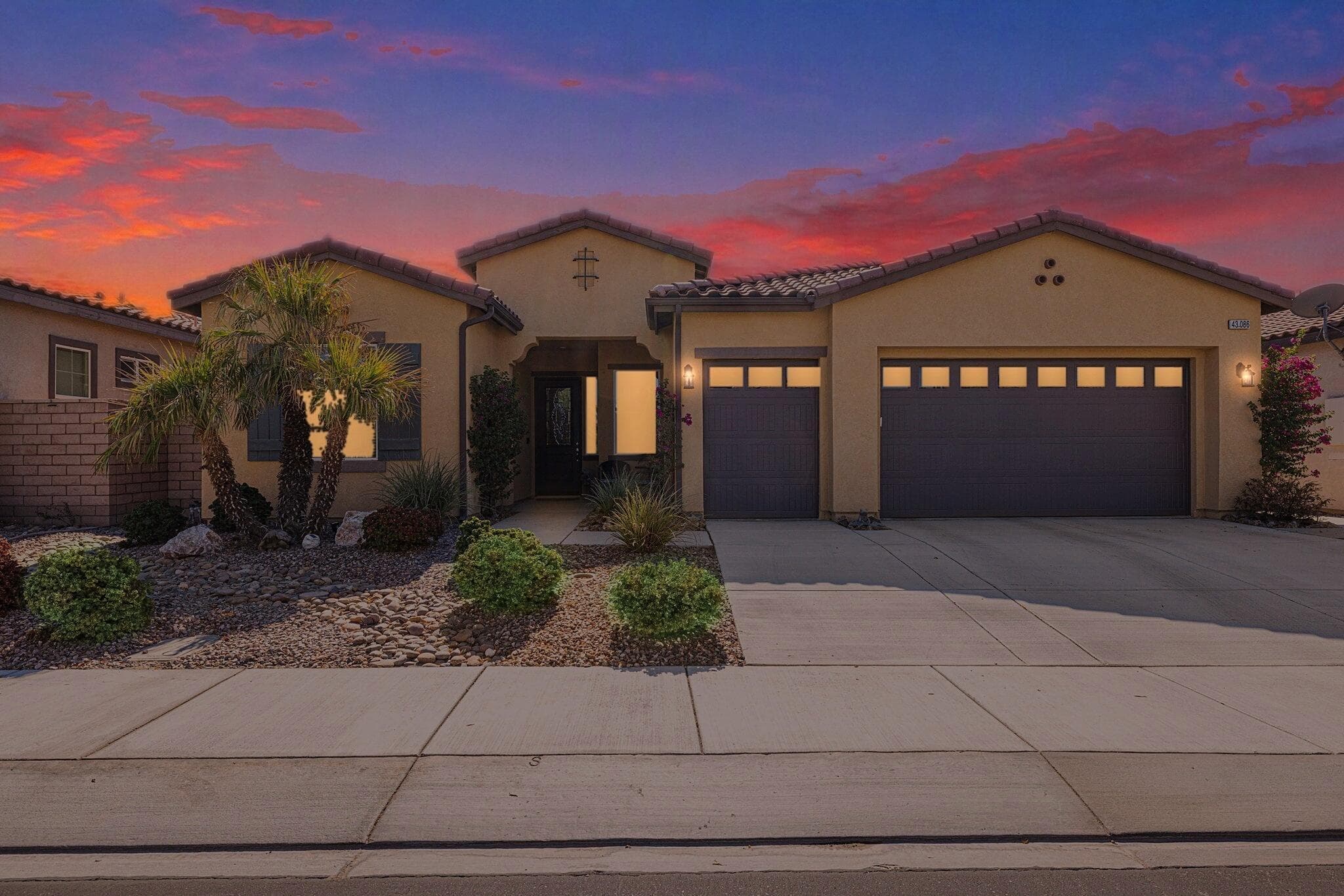 twilight front of the house