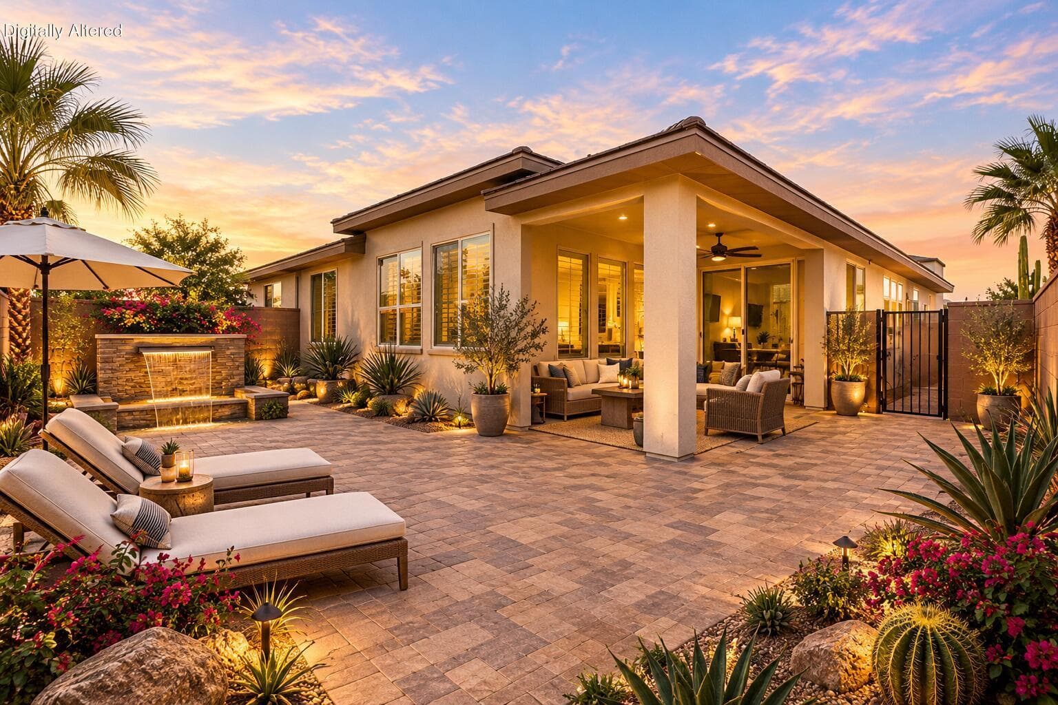 Virtual Representation of backyard design with pavers extended